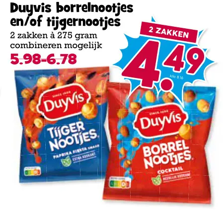 Aanbieding: Borrelnootjes en/of tijgernootjes