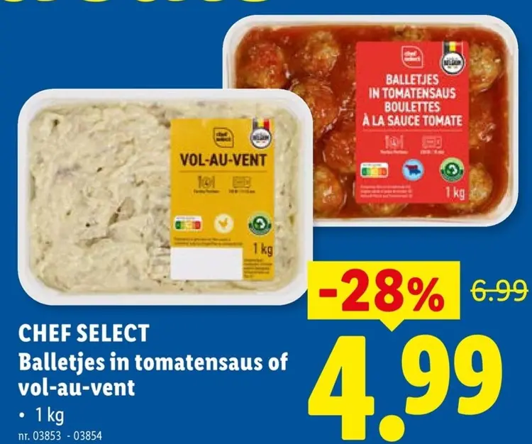 Promotie: Balletjes in tomatensaus of vol-au-vent