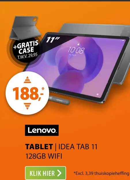 Aanbieding: Lenovo Idea Tab 11 inch 128GB Wifi met Stylus