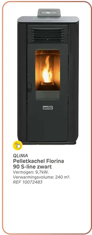 Aanbieding: Qlima pelletkachel fiorina 90 s-line - 9.7kw - zwart