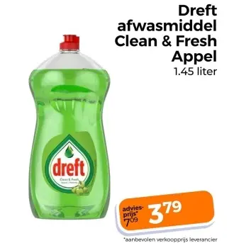 Aanbieding: afwasmiddel Clean & Fresh Appel