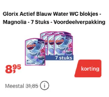 Aanbieding: Glorix Actief Blauw Water WC blokjes - Magnol