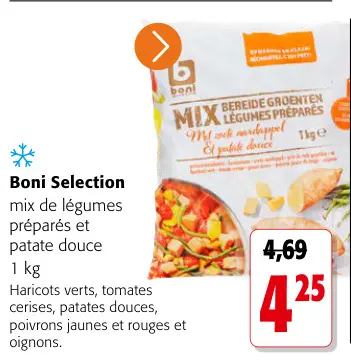 Offre: Mix de légumes préparés et patate douce