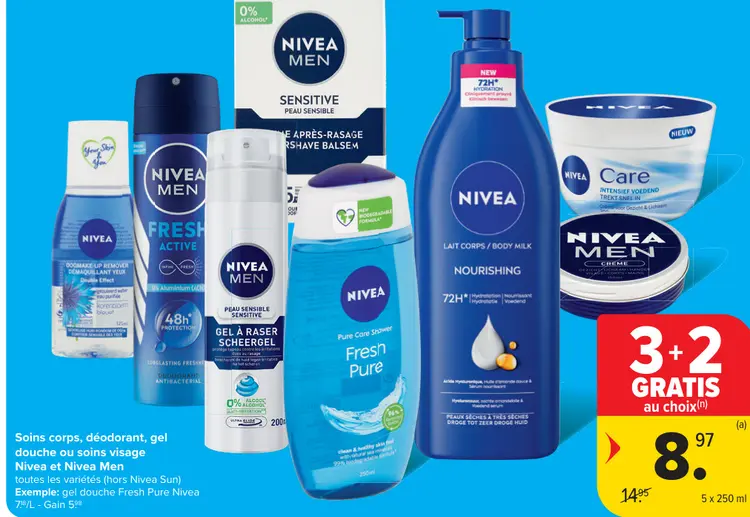 Offre: Soins corps, déodorant, gel douche ou soins visage