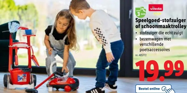 Aanbieding: Speelgoed-stofzuiger of schoonmaaktrolley