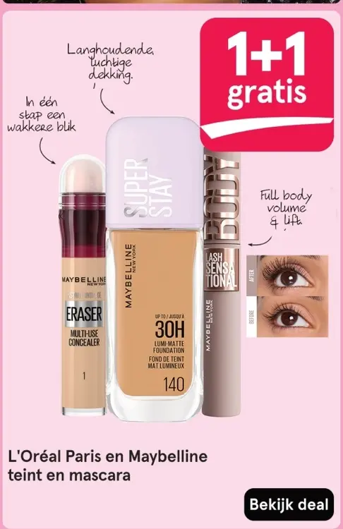 Aanbieding: L'Oréal Paris en Maybelline teint en mascara