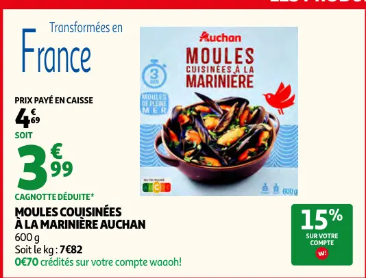 Offre: Moules cuisinées à la marinière