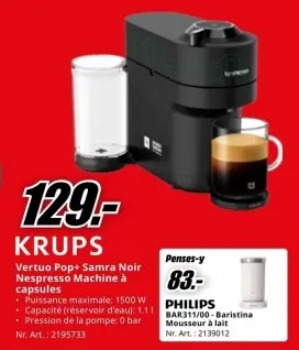 Offre: Vertuo Pop+ Samra Noir Nespresso Machine à capsules