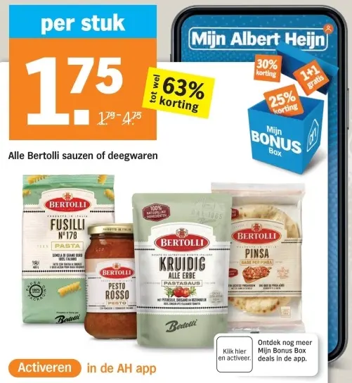 Aanbieding: Alle Bertolli sauzen of deegwaren