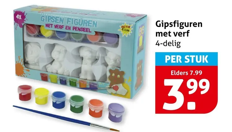 Aanbieding: Gipsfiguren met verf 4-delig