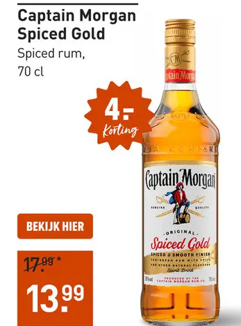 Aanbieding: Captain Morgan Spiced Gold 70CL
