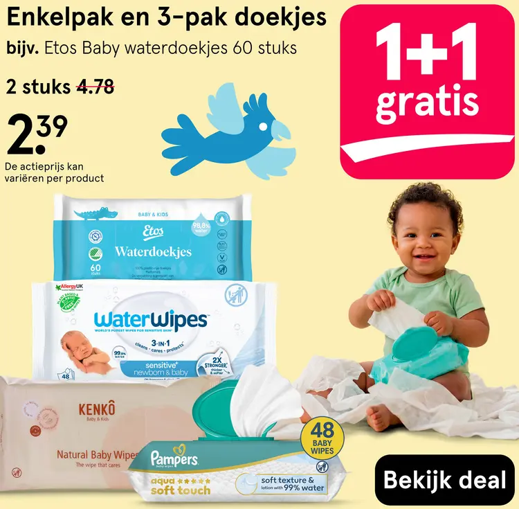 Aanbieding: Enkelpak en 3-pak doekjes