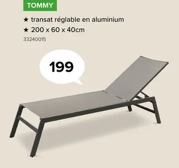 Offre: transat réglable en aluminium
