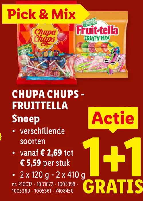 Promotie: CHUPA CHUPS - FRUITTELLA Snoep