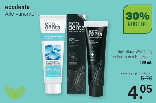 Aanbieding: ecodenta Black Whitening Tandpasta met Houtskool