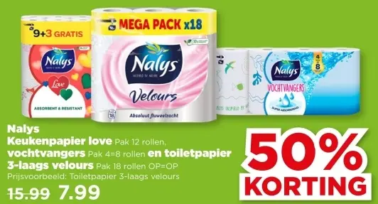 Aanbieding: Keukenpapier love, vochtvangers en toiletpapier 3 laags velours
