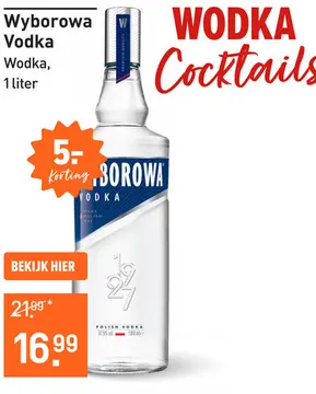 Aanbieding: Wyborowa Vodka 100CL Mixen
