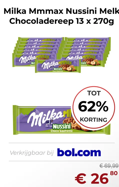 Aanbieding: Mmmax Nussini Melk Chocoladereep