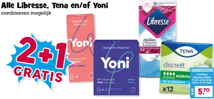 Aanbieding: Maandverband, inlegkruisjes en tampons