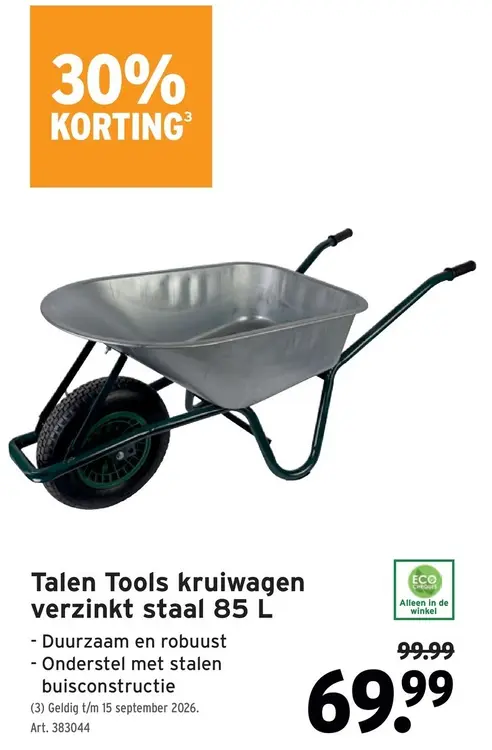 Promotie: kruiwagen verzinkt staal 85 L