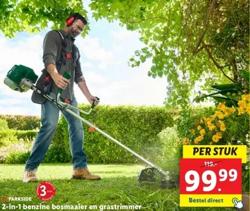 Aanbieding: 2-in-1 benzine bosmaaier en grastrimmer 1,35 kW