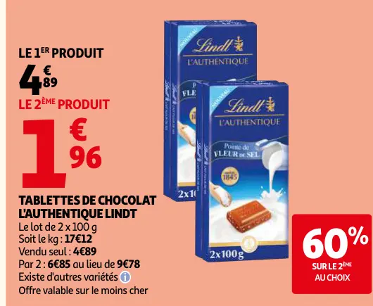 Promotie: Tablettes de chocolat l'authentique
