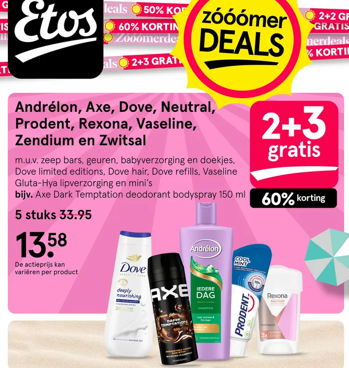 Aanbieding: Andrélon, Axe, Dove, Neutral, Prodent, Rexona, Vaseline, Zendium en Zwitsal