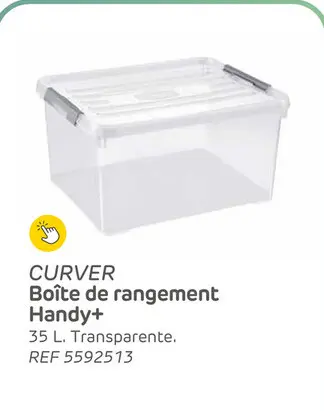 Offre: Boîte curver handy+ 35l transparent