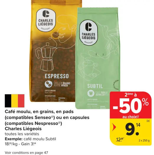Offre: Café moulu, en grains, en pads 