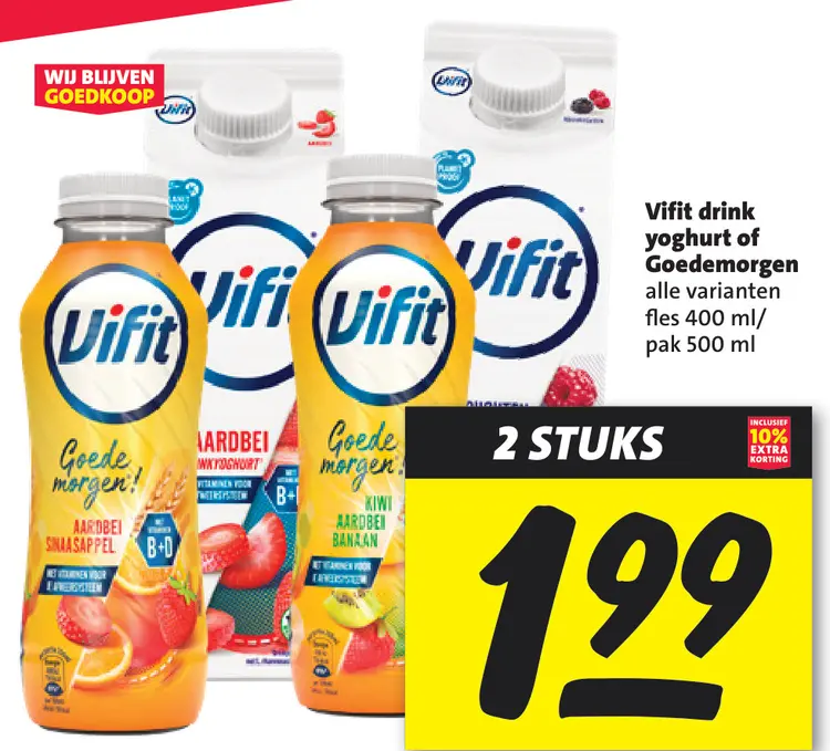 Aanbieding: Vifit drink yoghurt of Goedemorgen