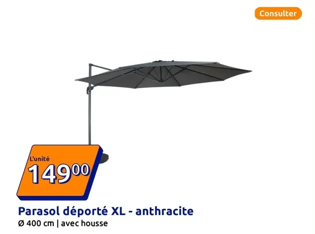 Offre: Parasol déporté XL - anthracite