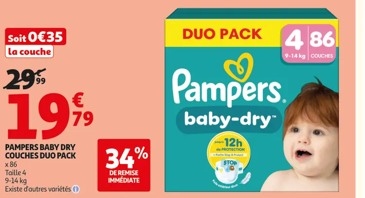 Aanbieding: Pampers baby dry couches duo pack