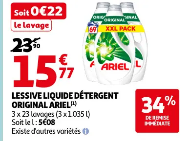 Promotie: Lessive liquide détergent original Ariel