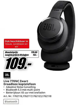 Aanbieding: Live 770NC Zwart Draadloze koptelefoon