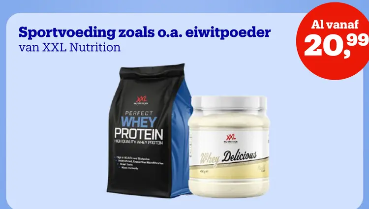 Promotie: Sportvoeding zoals o.a. eiwitpoeder