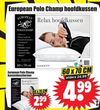 Aanbieding: European Polo Champ Relax hoofdkussen