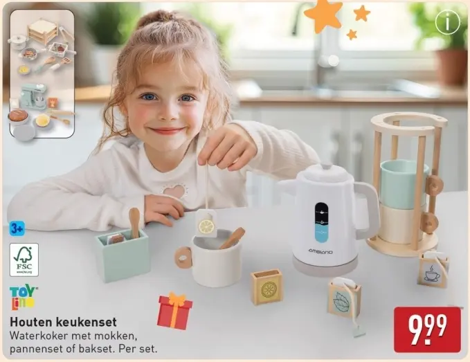 Aanbieding: Houten keukenset