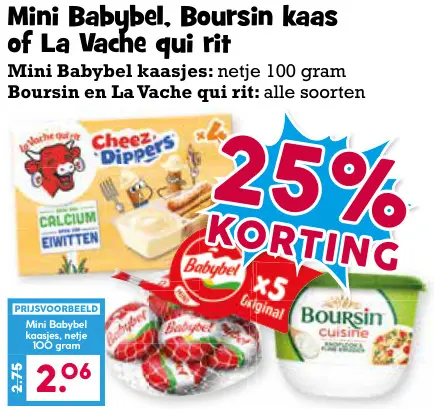 Aanbieding: Mini Babybel, Boursin kaas of La Vache qui rit