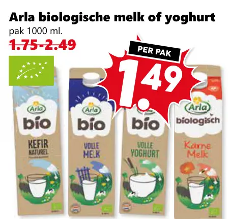 Aanbieding: Biologische melk of yoghurt