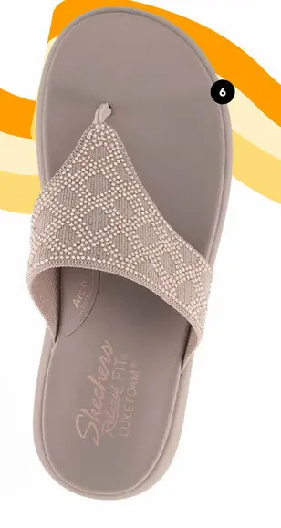 Aanbieding: Skechers Relaxed Fit: Asana Luxe - Keep Dazzling teenslippers beige
