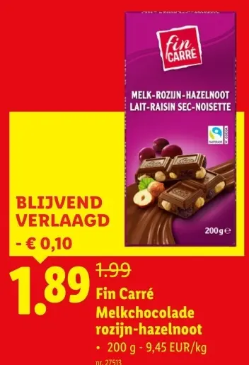 Promotie: Melkchocolade rozijn-hazelnoot
