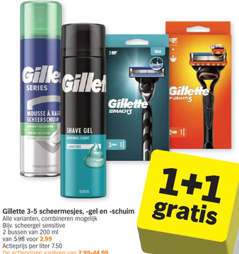 Offre: Gillette 3-5 scheermesjes, -gel en -schuim