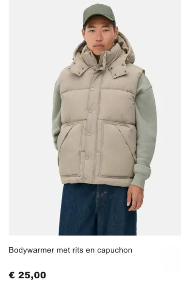 Aanbieding: Bodywarmer met rits en capuchon