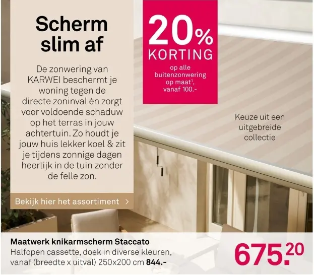 Aanbieding: Maatwerk knikarmscherm Staccato