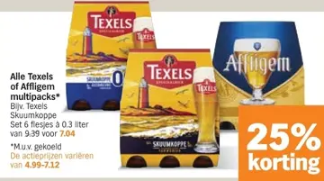 Aanbieding: Alle Texels of Affligem multipacks