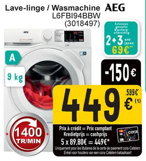 Aanbieding: Lave-linge / Wasmachine AEG L6FBI94BBW