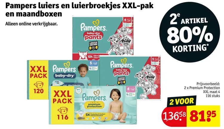 Promotie: Luiers en luierbroekjes XXL-pak en maandboxen
