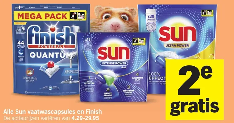 Aanbieding: Sun vaatwascapsules en Finish