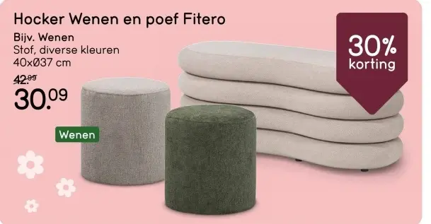 Aanbieding: Hocker Wenen en poef Fitero