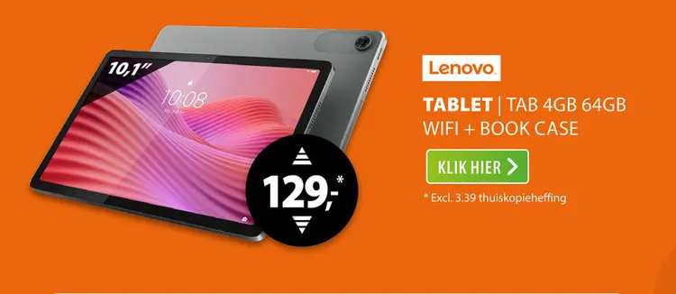 Aanbieding: Lenovo Tab 4GB 64GB Wifi + Book Case Grijs